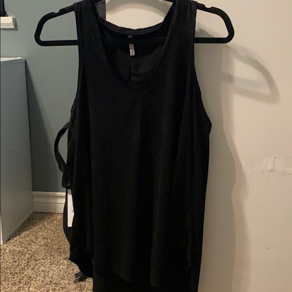 Hi lo suede V-neck tank top
